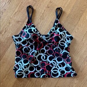 Ocean Dreams Black and White Patterned Swim Camisole